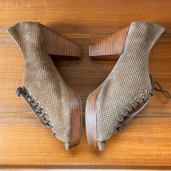 Jeffrey Campbell x Anthropologie Havana Last Roosevelt Suede Brown Lace-Up Heels - Picture 5 of 12
